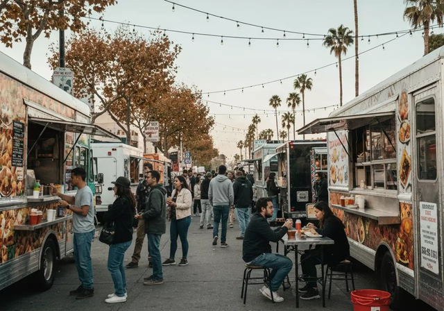 chợ xe tải thức ăn (food truck event) ở một đường phố