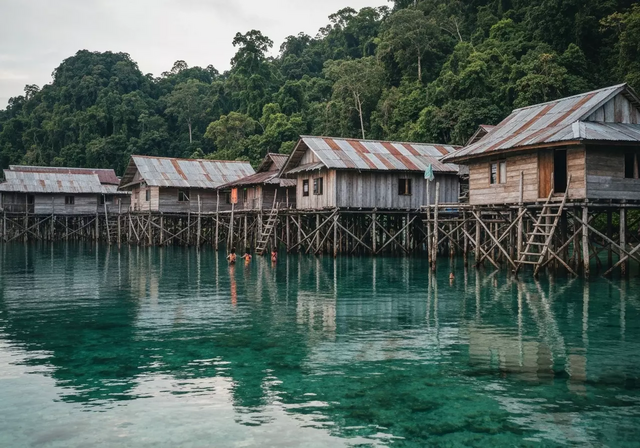 Một bãi biển hoang sơ với cát trắng và nước biển trong xanh ở Raja Ampat