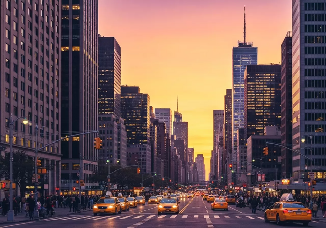 Khung cảnh này ghi lại hiện tượng nổi tiếng gọi là Manhattanhenge