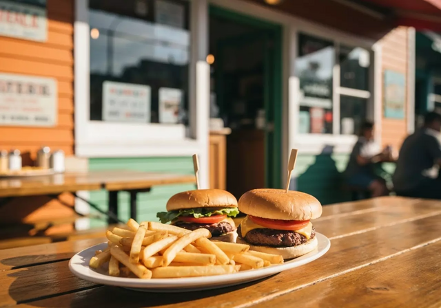 hamburger và khoai tây chiên