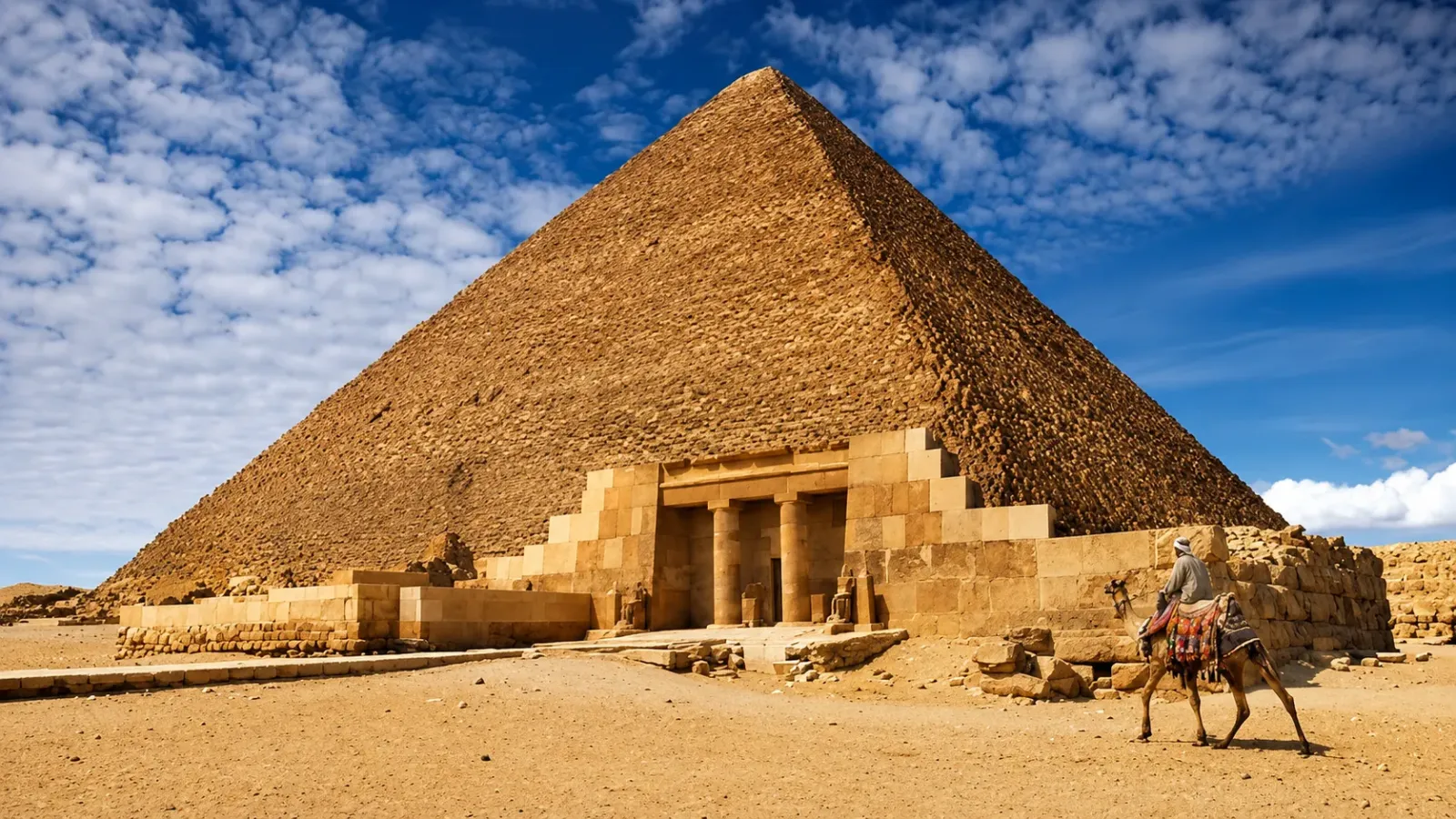 Toàn cảnh quần thể kim tự tháp Giza giữa sa mạc Ai Cập