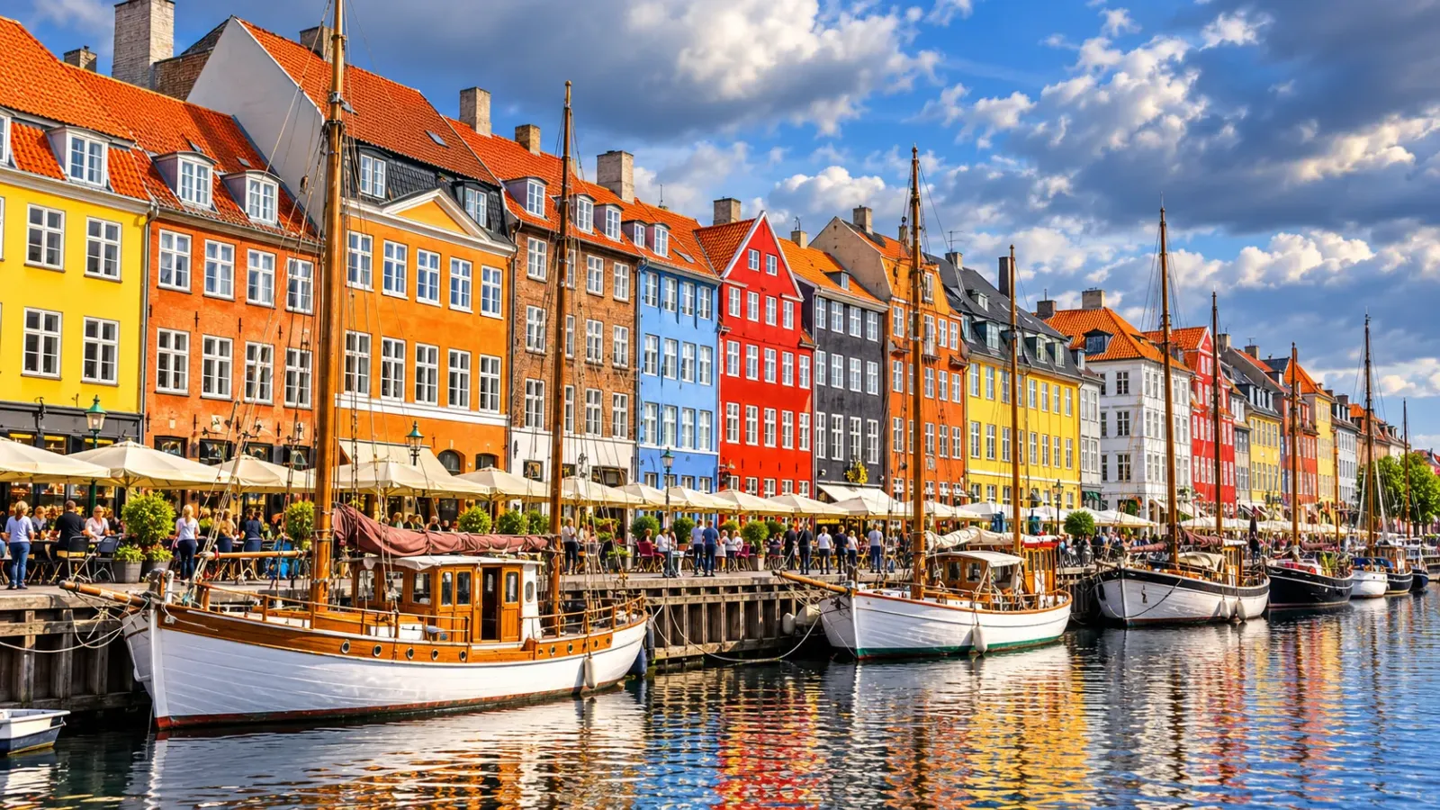 Khu cảng Nyhavn với những ngôi nhà nhiều màu sắc tại Copenhagen