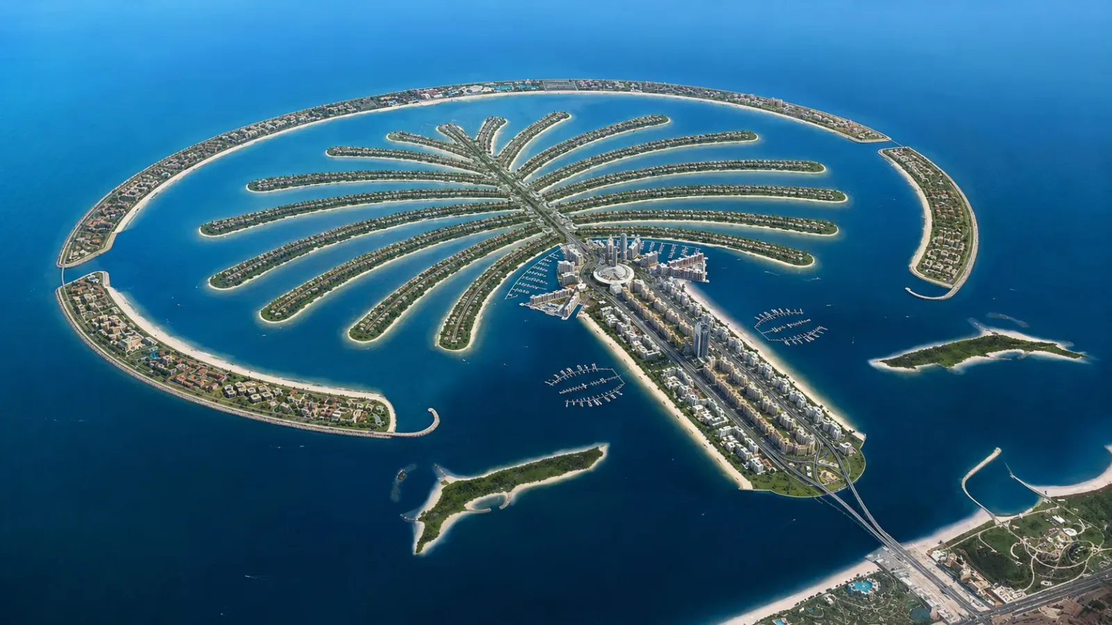 Toàn cảnh đảo nhân tạo Palm Jumeirah hình cây cọ tại Dubai