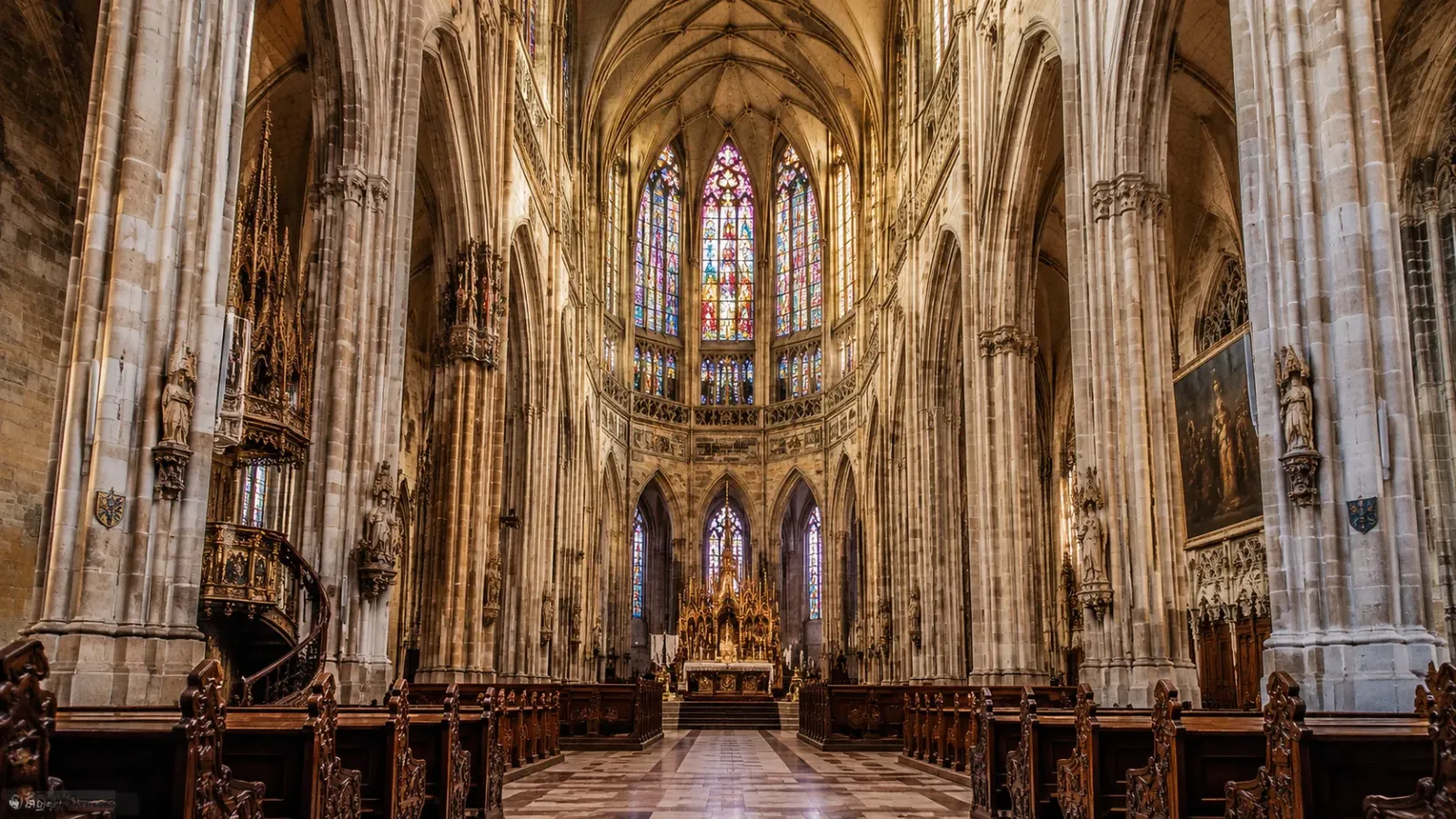 Nhà thờ Thánh Vitus kiến trúc Gothic bên trong quần thể Prague Castle