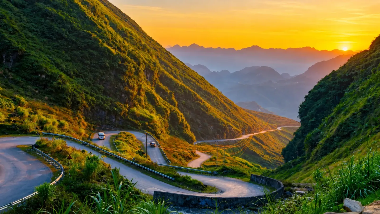 Cảnh quan núi đá và cung đường đặc trưng của vùng Hà Giang