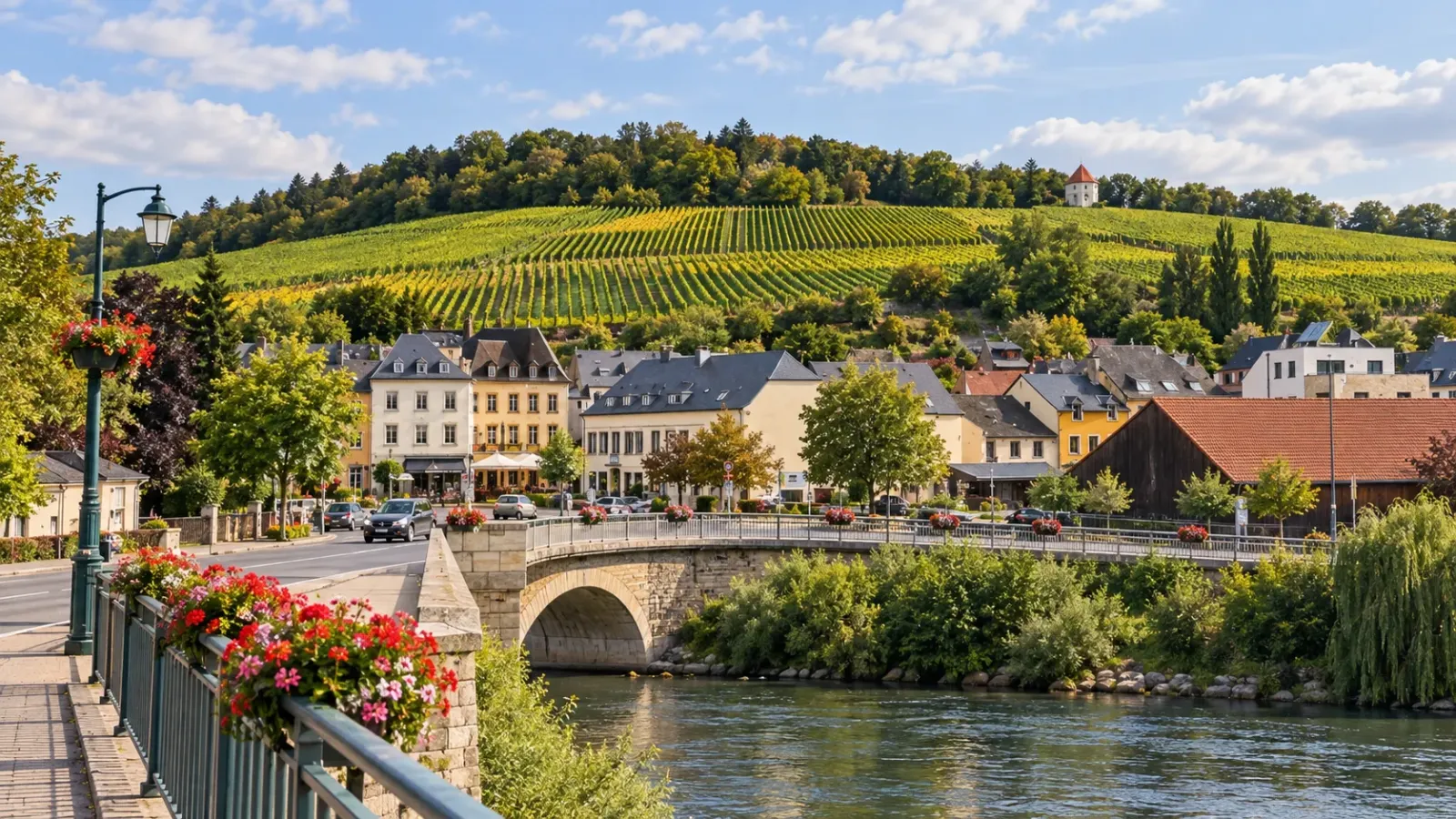 Làng Schengen và cảnh quan sông Moselle tại Luxembourg