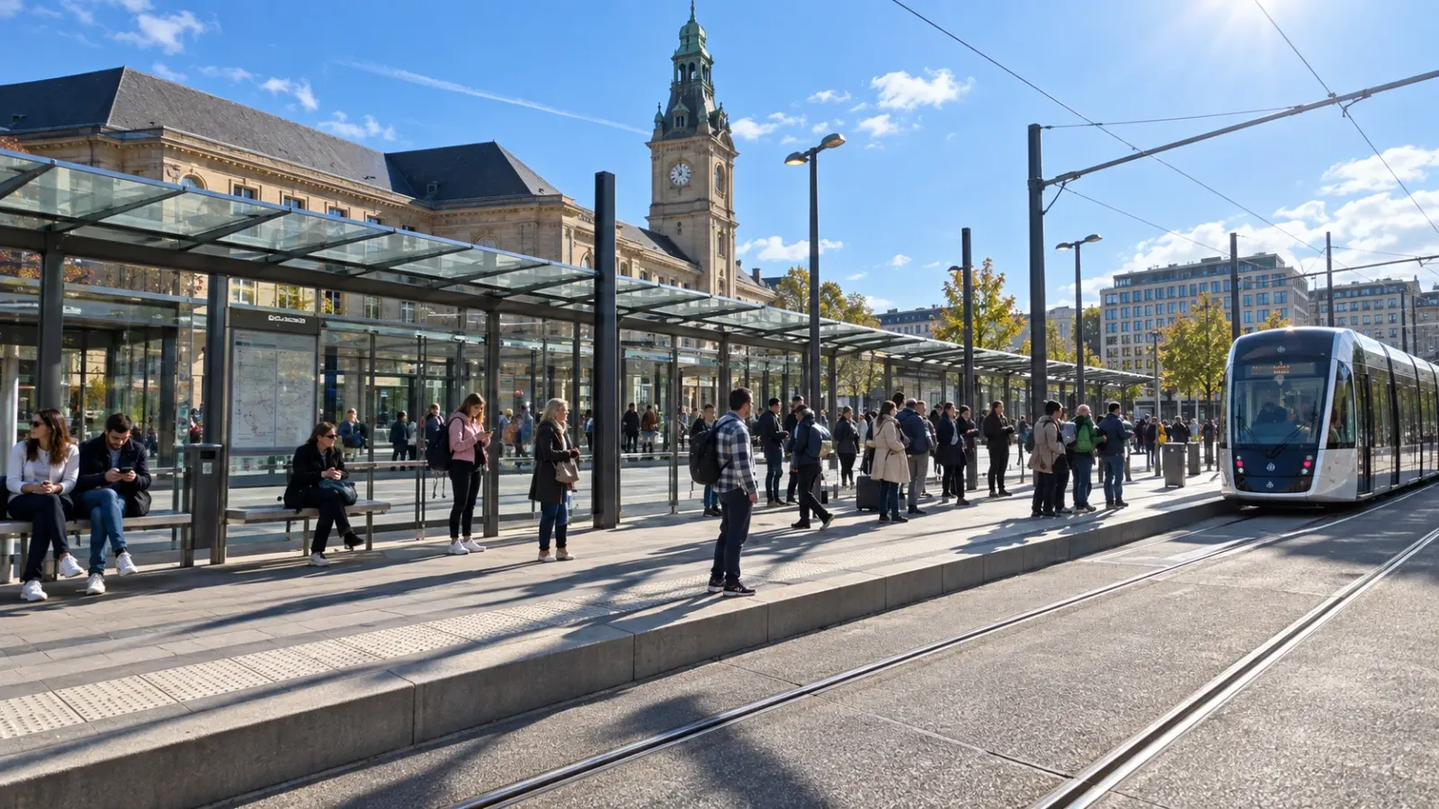 Trạm di chuyển qua khu vực trung tâm Luxembourg City