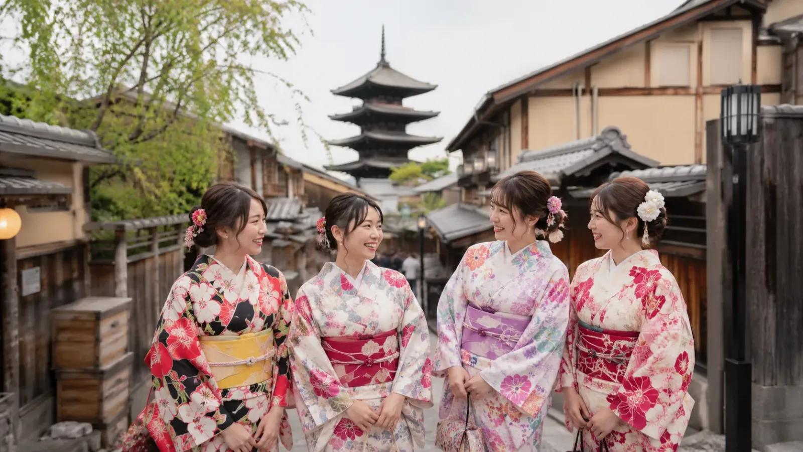 Du khách trải nghiệm trang phục kimono truyền thống tại Nhật Bản