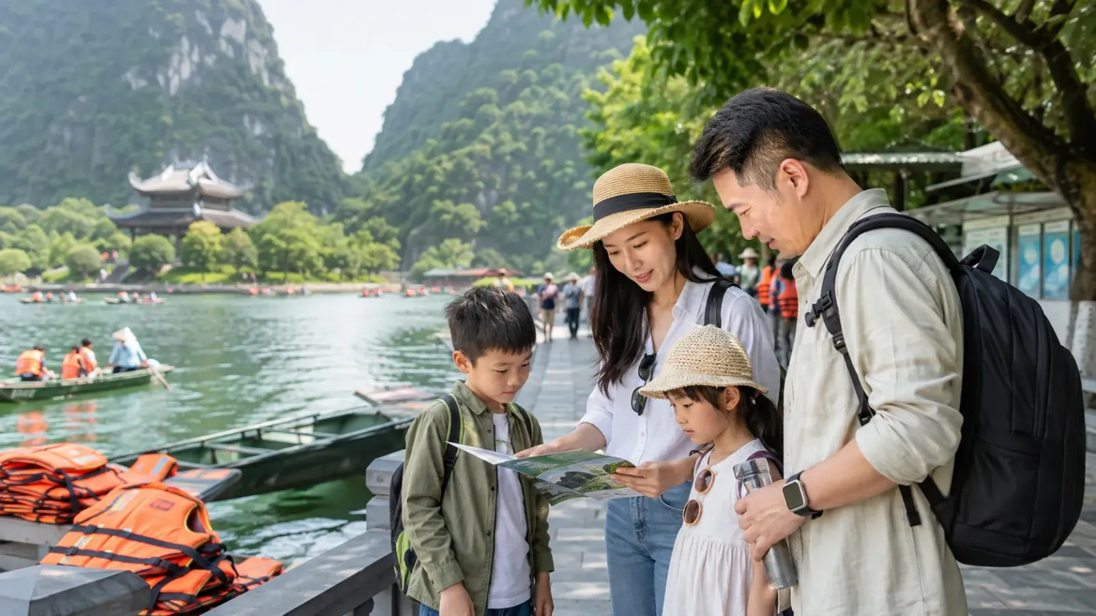 Du khách chuẩn bị cho chuyến tham quan ngoài trời tại Ninh Bình