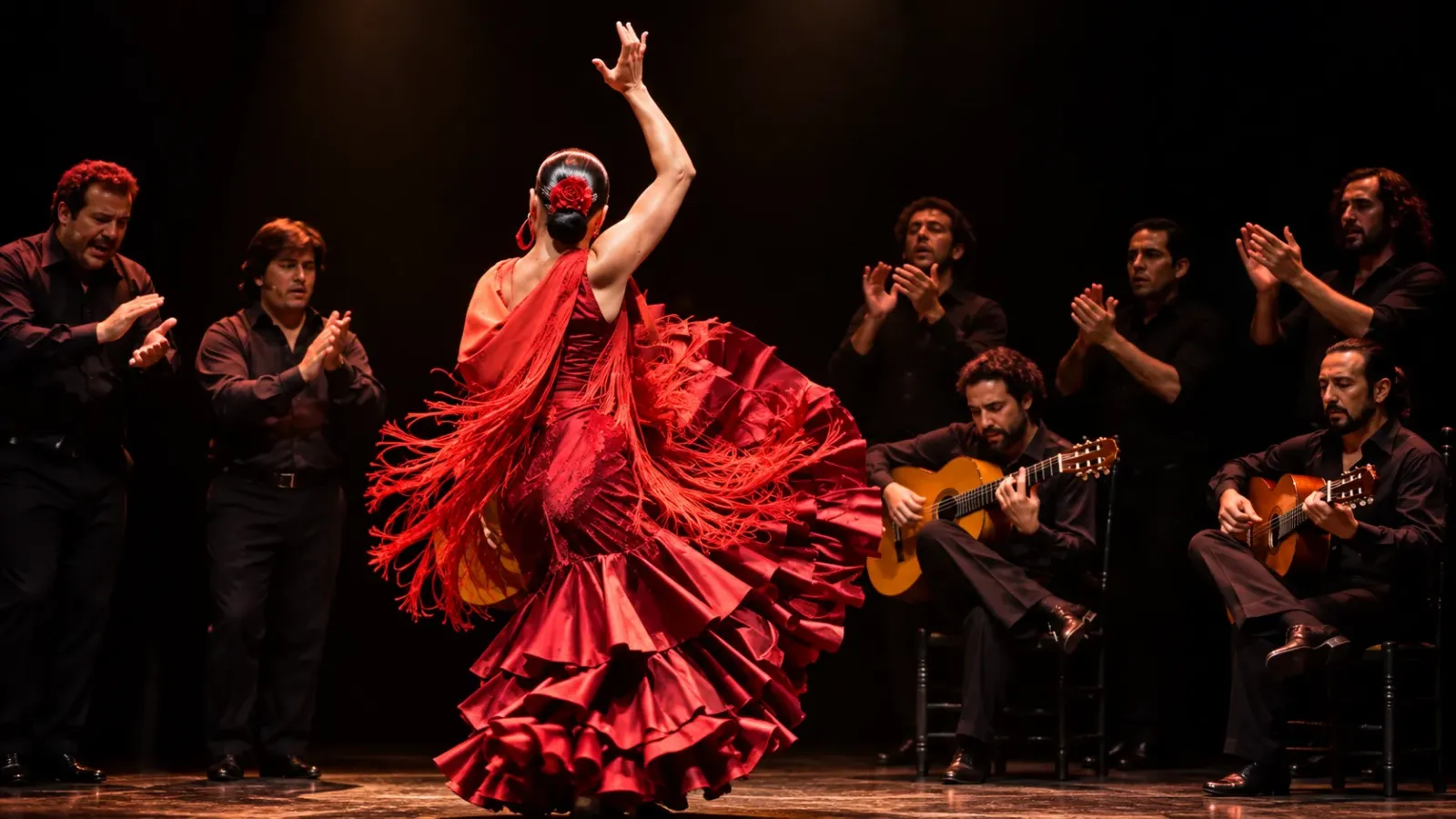 Nghệ sĩ biểu diễn Flamenco trên sân khấu tại Tây Ban Nha