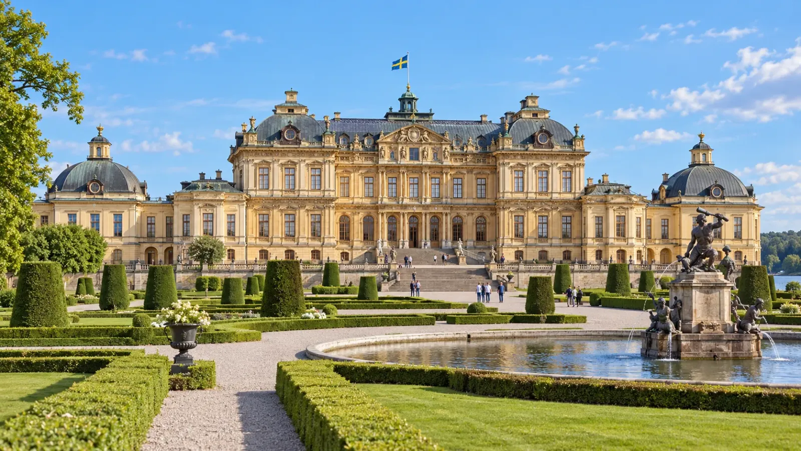 Cung điện Drottningholm và khu vườn hoàng gia gần Stockholm Thụy Điển