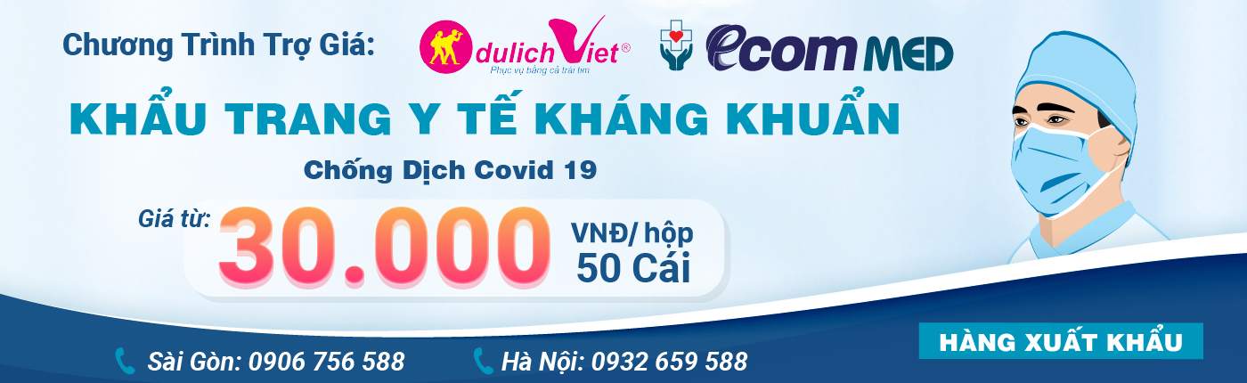 Du Lịch Việt phối hợp cùng Ecom Med khuyến mãi trợ giá Khẩu Trang Y Tế