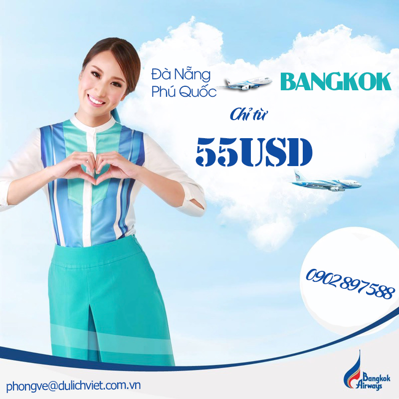 Bangkok Airways khuyến mãi vé máy bay giá rẻ đi Thái Lan chỉ từ 55usd