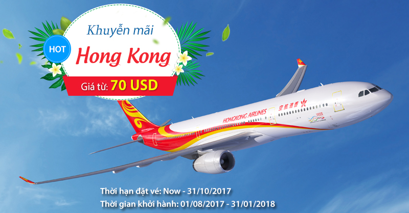 HongKong Airlines khuyến mãi vé máy bay giá rẻ khứ hồi đi Hong Kong