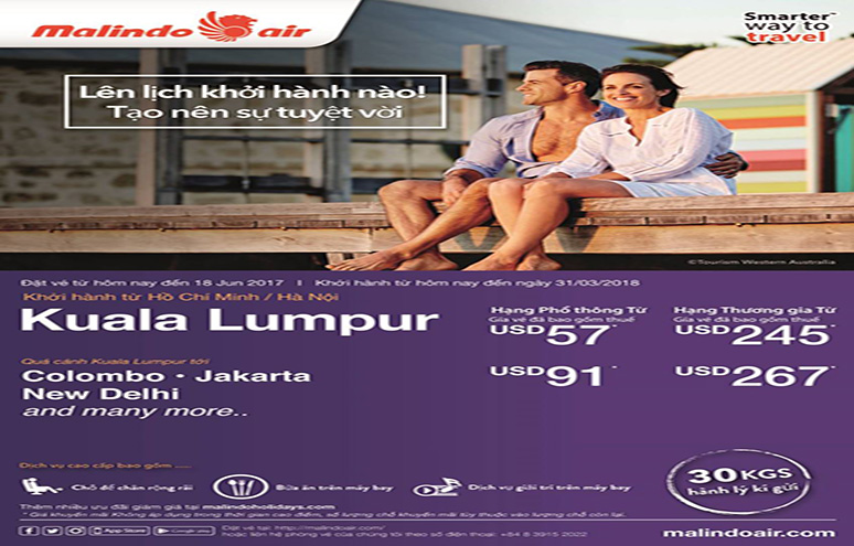 Malindo Air khuyến mãi vé máy bay đi Kuala Lumpur giá siêu hấp dẫn