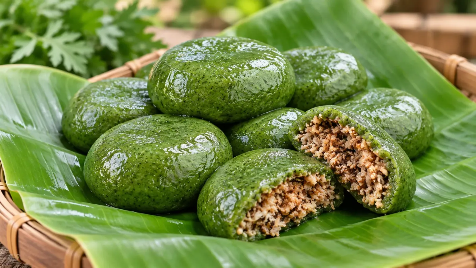 Bánh ngải màu xanh truyền thống trong ẩm thực vùng Bắc Kạn