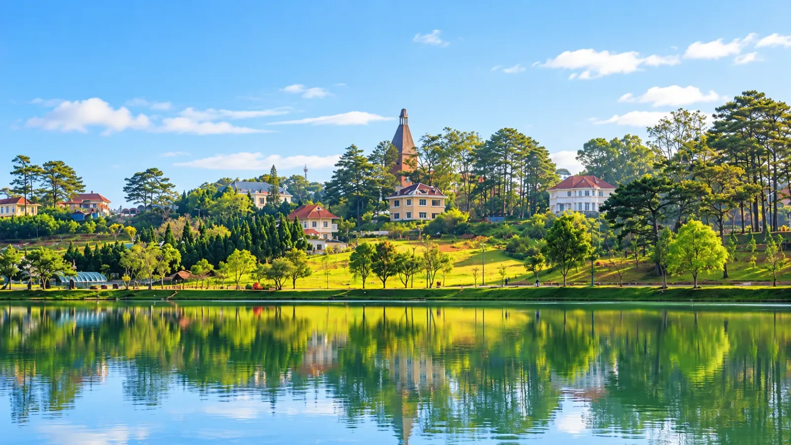 Hồ Xuân Hương ở trung tâm Đà Lạt với không gian ven hồ