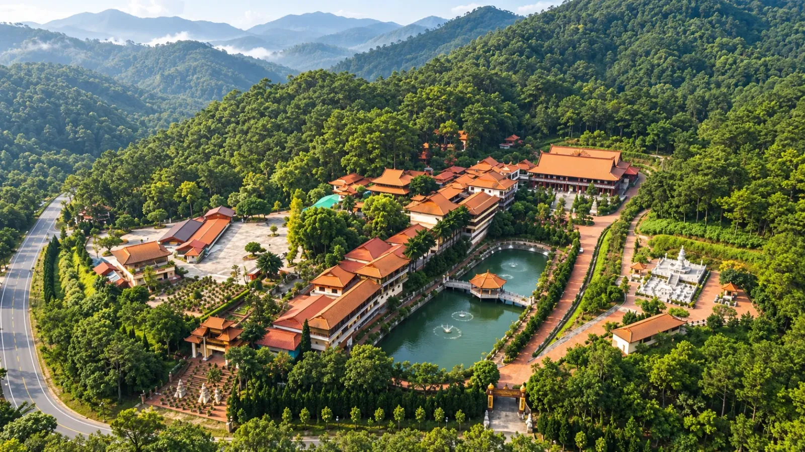 Không gian Thiền viện Trúc Lâm Đà Lạt trên đồi Phượng Hoàng
