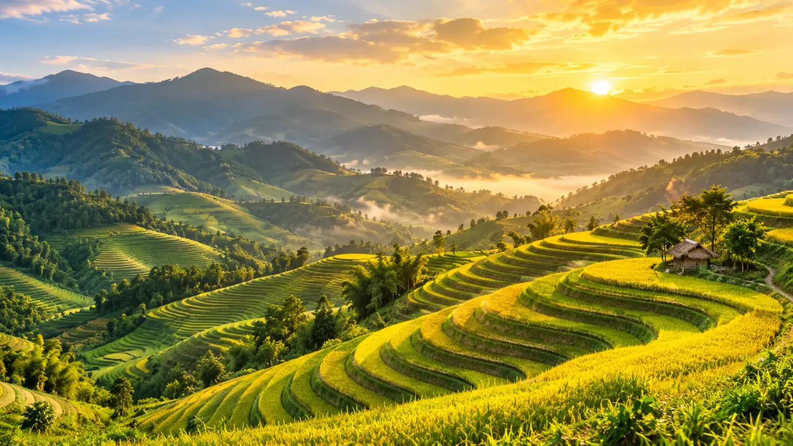 Những thửa ruộng bậc thang nối tiếp trên các sườn núi vùng Hoàng Su Phì