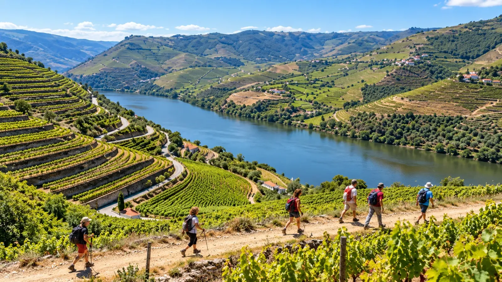 Những vườn nho bậc thang trên sườn đồi bên sông Douro tại Bồ Đào Nha