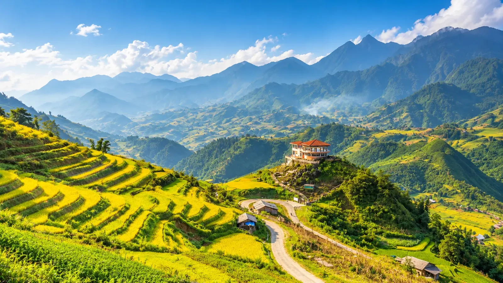 Ruộng bậc thang trải dài trên sườn núi tại khu vực Sa Pa