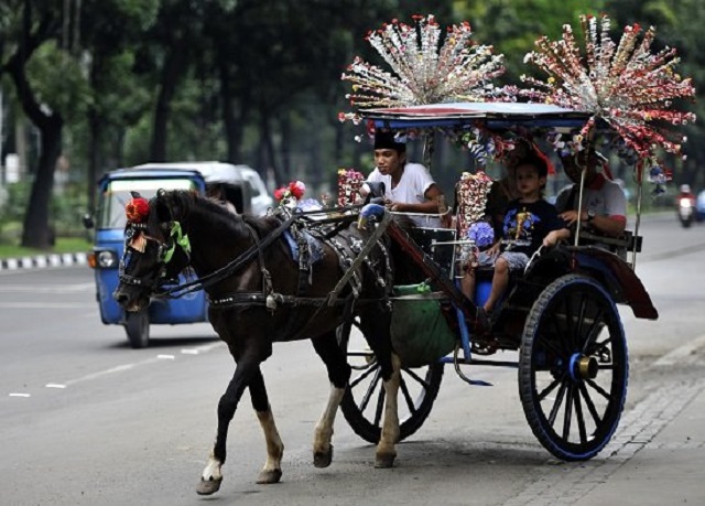 Xe ngựa tại Indonesia là phương tiện đi tham quan được khách du lịch yêu thích