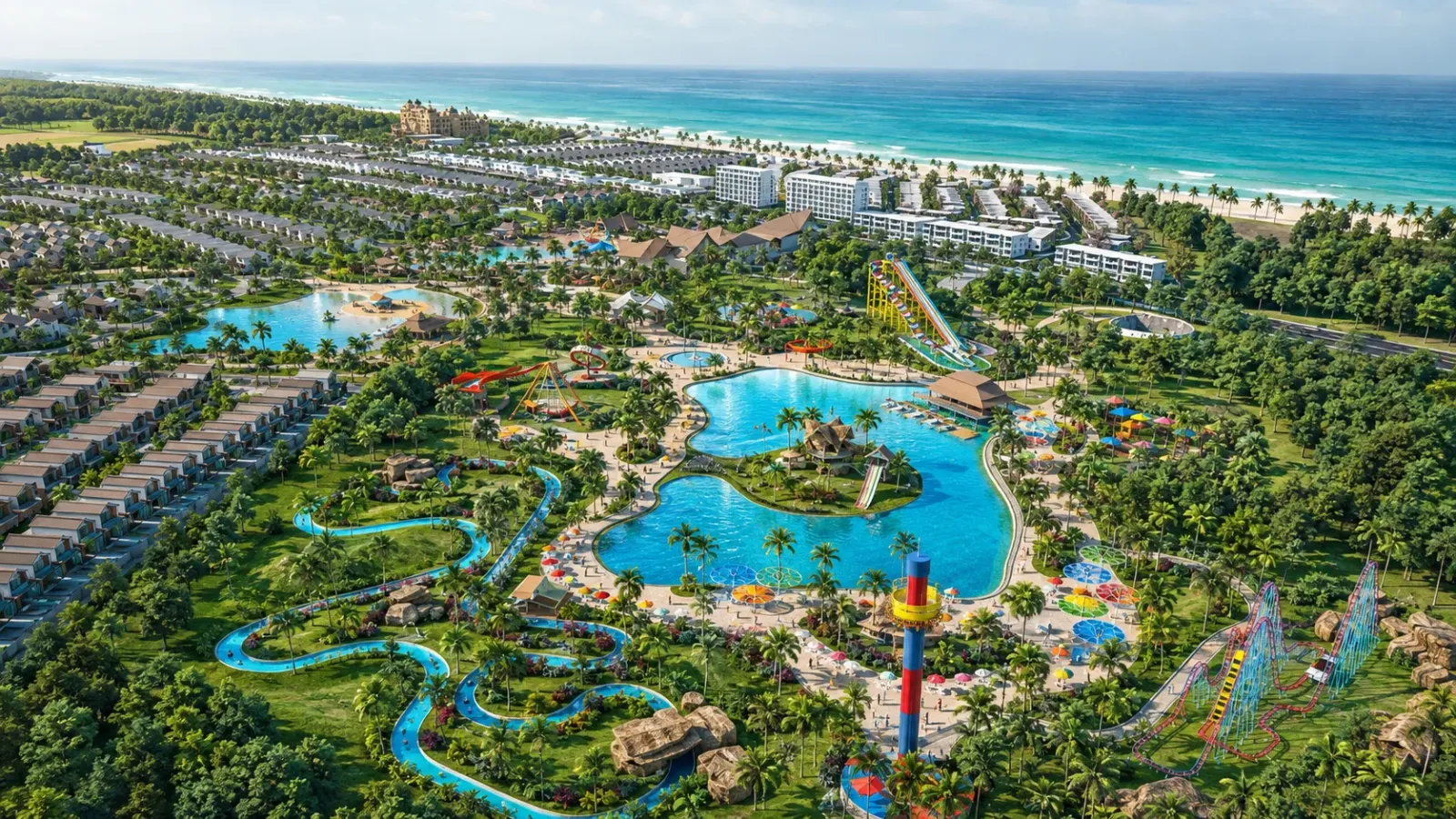 Toàn cảnh công viên nước Tropicana Park Hồ Tràm