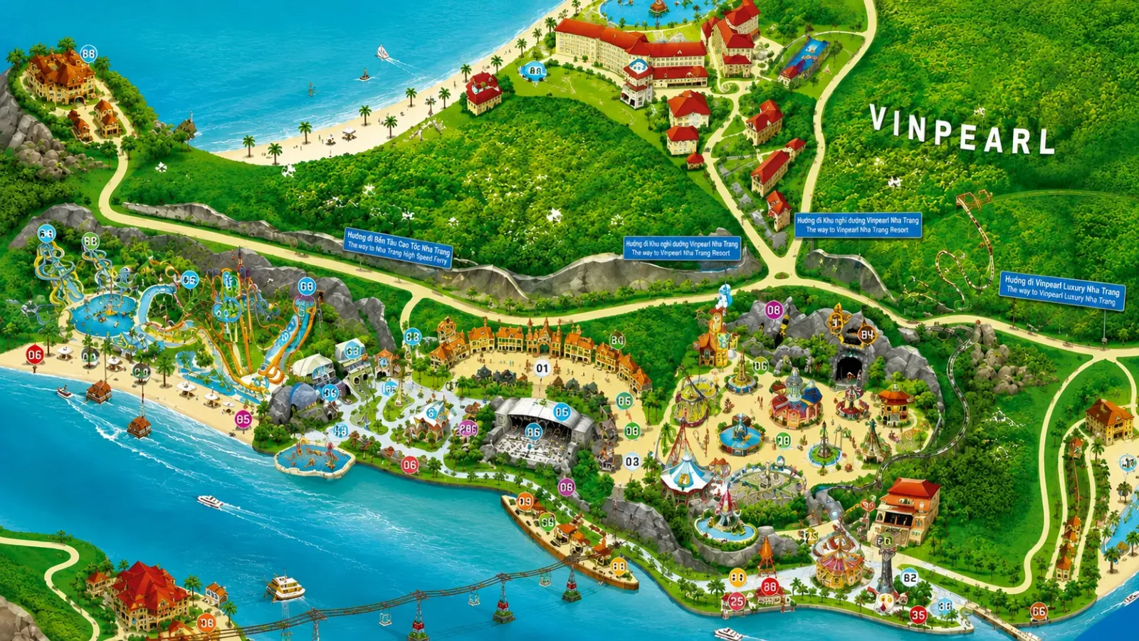 Các phân khu vui chơi tại VinWonders Nha Trang